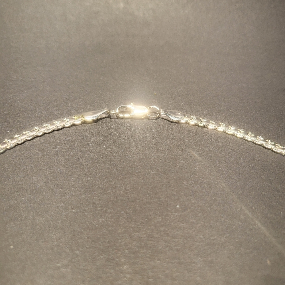 Silver Flat snake link necklace....24084 - Picture 3 of 5